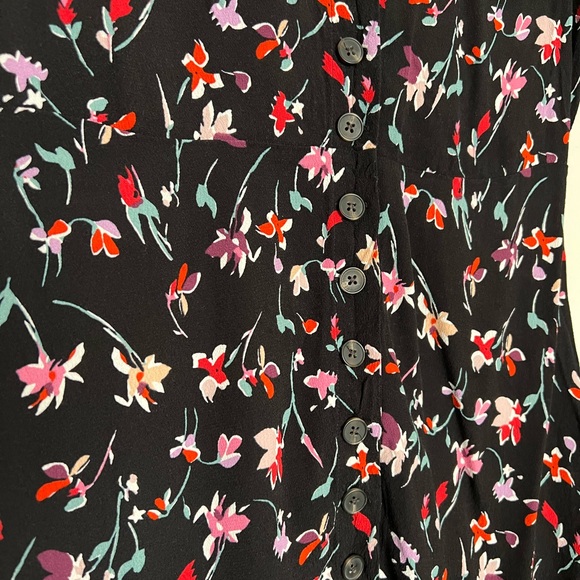 -Neck Button-Front Mini Dress in Drifting Flowers - Picture 5 of 8